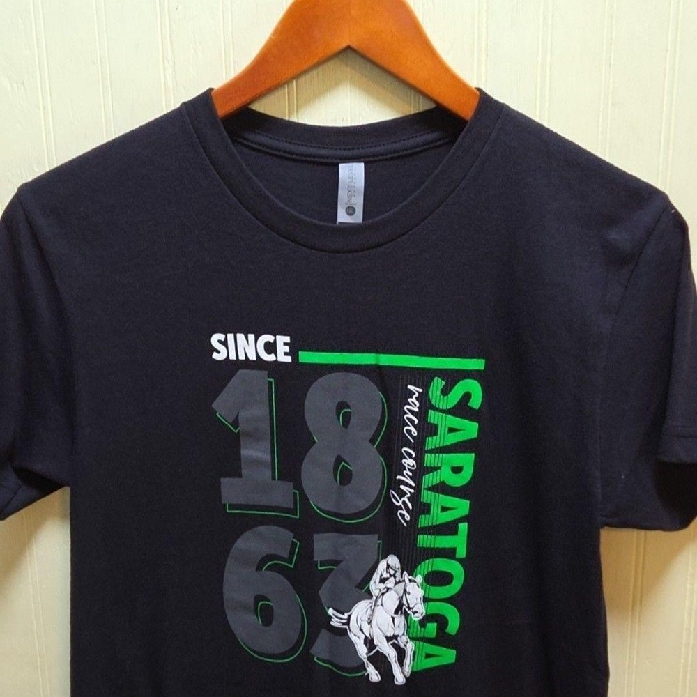 Next Level Apparel Shirt Mens XS Black Saratoga‎ 1863 Horse Racing Graphic Tee